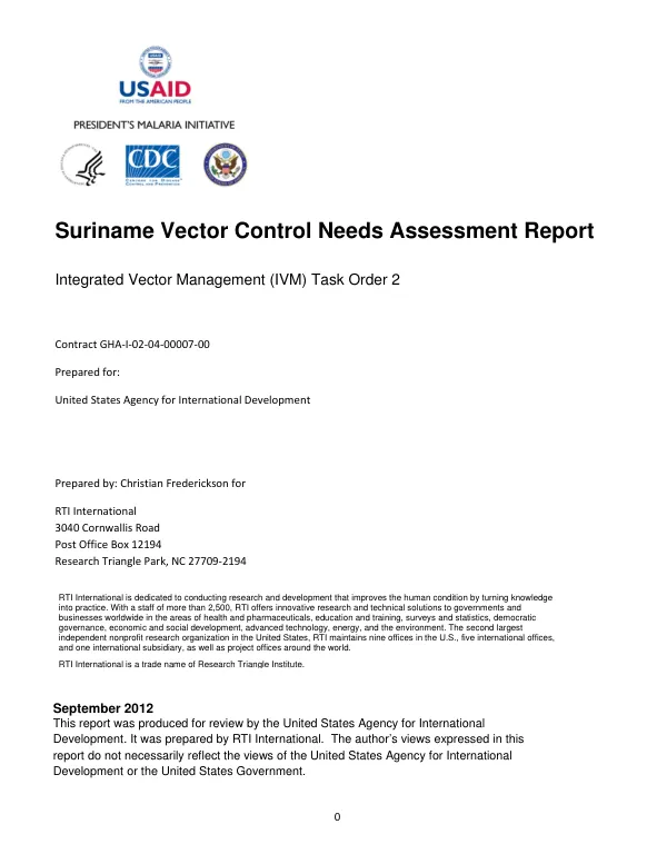 Suriname Vector Control Needs Assessment Report