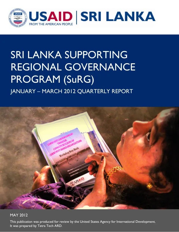Sri Lanka Supporting Regional Governance Program (SuRG); January – March 2012 Quarterly Report