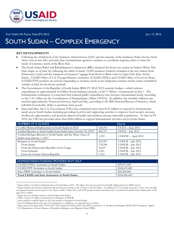 SOUTH SUDAN COMPLEX EMERGENCY