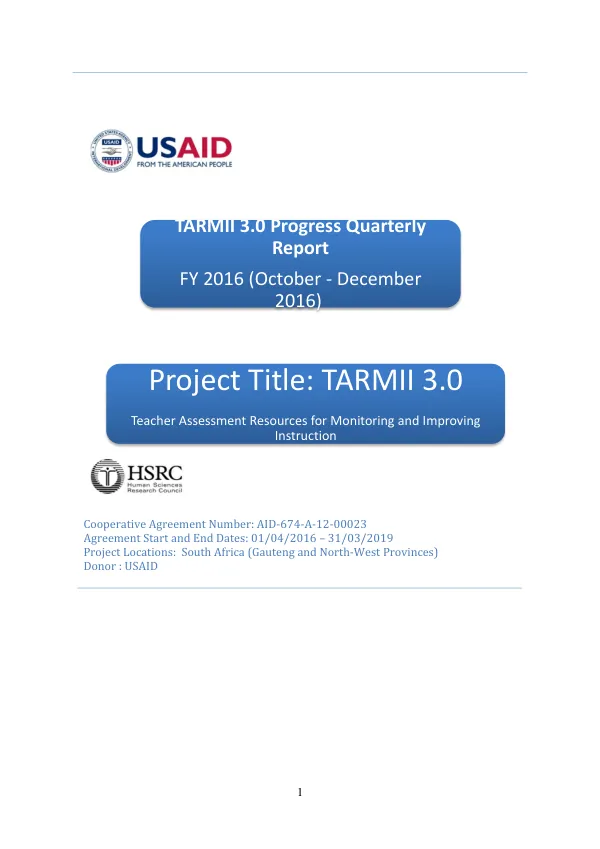 Teacher Assessment Resources for Monitoring and Improving Instruction in the Foundation Phase TARMII_fp