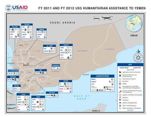 USG HUMANITARIAN ASSISTANCE TO YEMEN MAP
