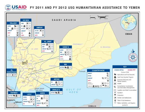 USG HUMANITARIAN ASSISTANCE TO YEMEN MAP