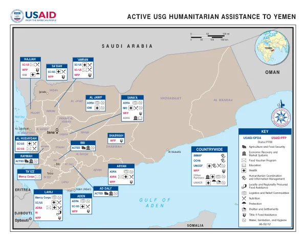 ACTIVE USG HUMANITARIAN ASSISTANCE TO YEMEN