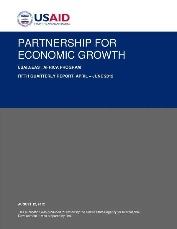 Fifth Quarterly Report: Partnership for Economic Growth - USAID/East Africa/LPC Somalia Program