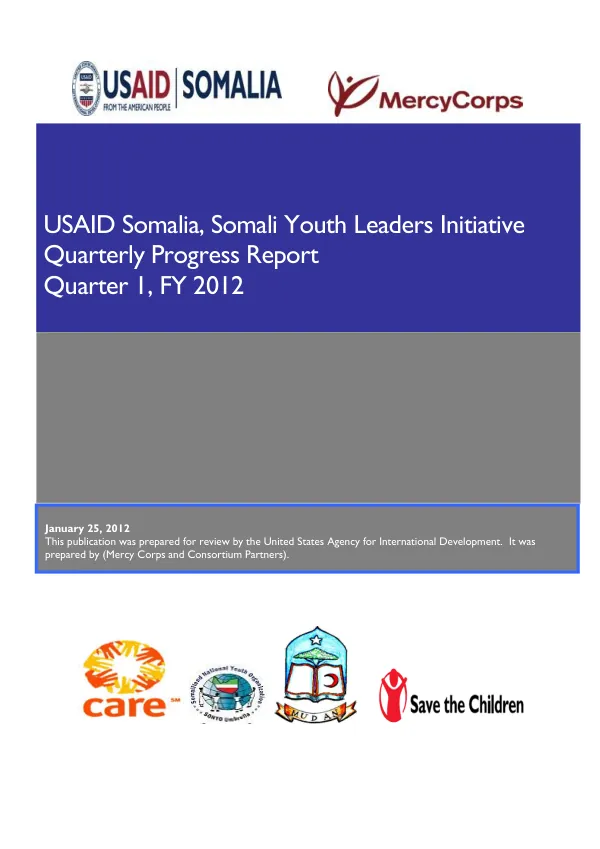 Somali Youth Leaders Initiative (SYLI) FY 2012 Q1 PROGRESS REPORT