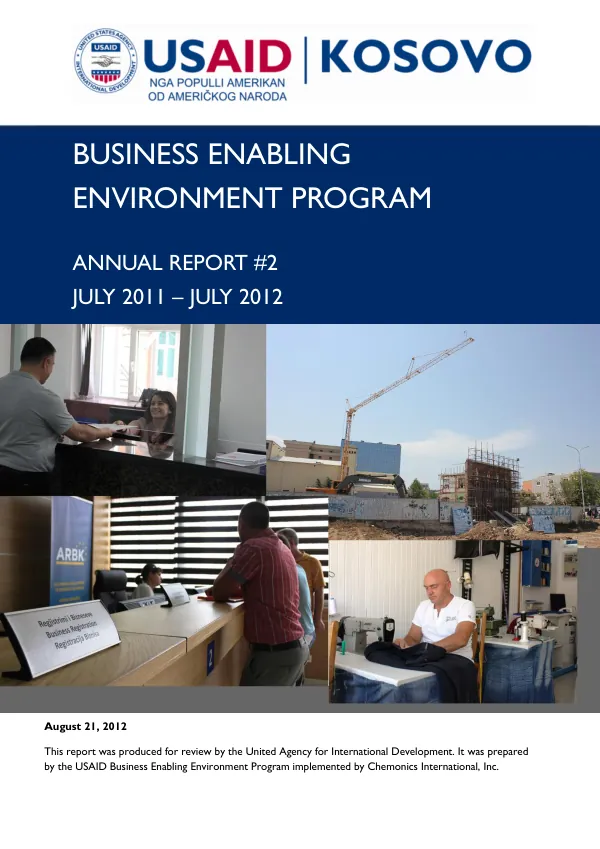 USAID Business Enabling Environment Program Annual Report July 2011 - July 2012