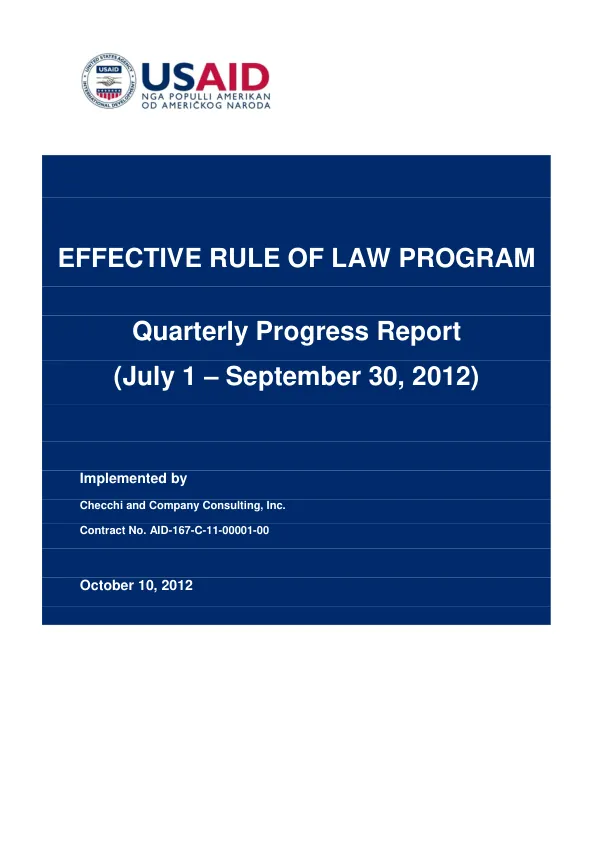 Effective Rule of Law Program Quarterly Progress Report (July 1 – September 30, 2012)