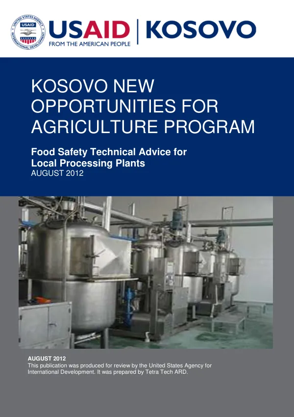 Food Safety Technical Advice for Local Processing Plants