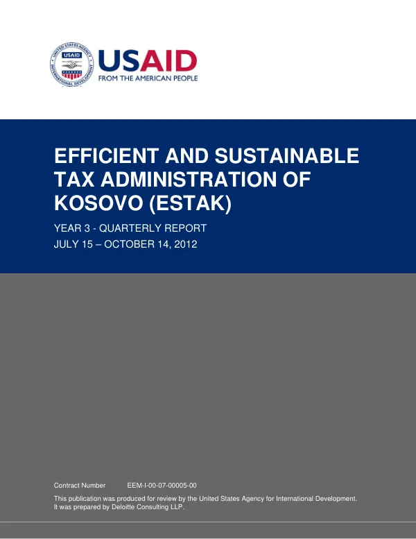 Efficient and Sustainable Tax Administration of Kosovo (ESTAK) Year 3 Quarterly Report