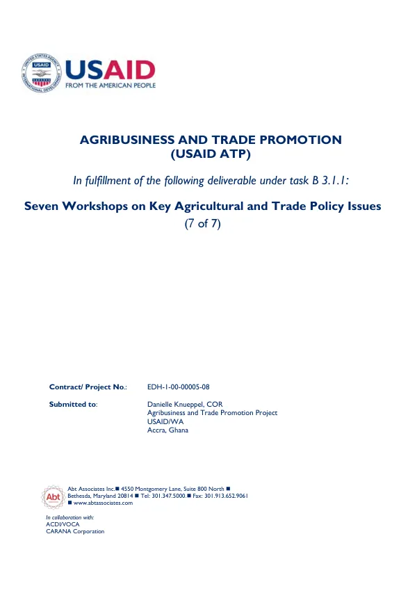 Workshop Report: Advocacy Training for Value Chain Actors