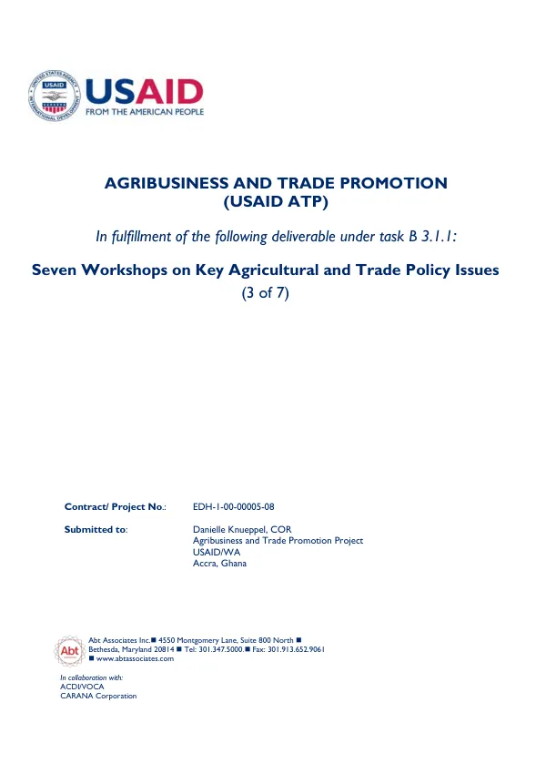 Workshop Report: Regional Trade Rules for the Dakar–Bamako Corridor
