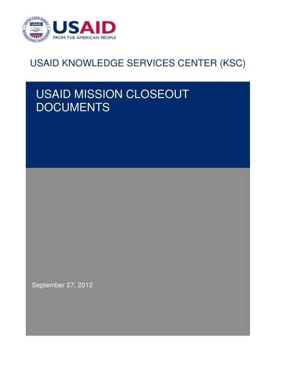 USAID Mission Closeout Documents