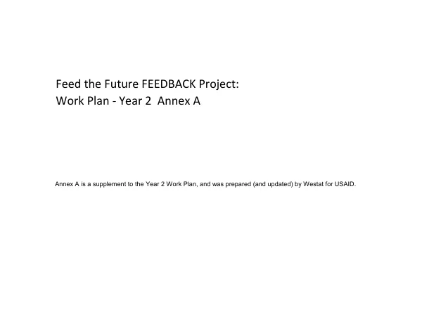 Feed the Future FEEDBACK Project: Work Plan – Year 2 Annex A