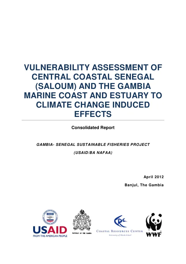 Vulnerability Assessment of Central Coast Senegal (Saloum) and The Gambia Marine Coast and Estuary to Climate Change Induced Effects