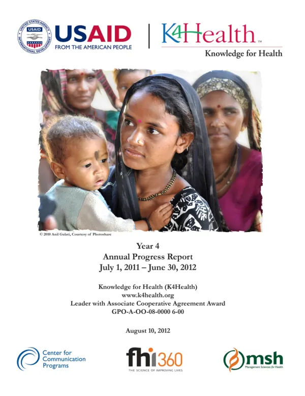 K4Health Year 4 Annual Progress Report