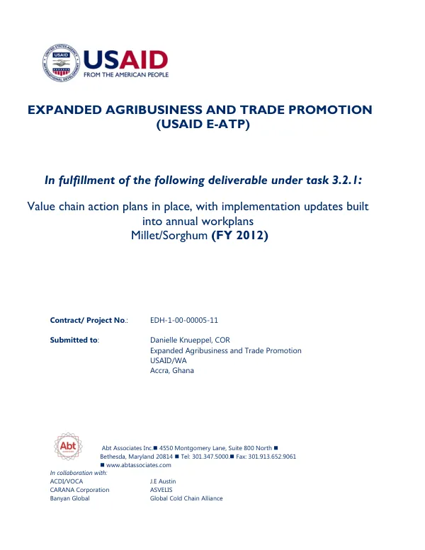 Expanded Agribusiness and Trade Promotion (E-ATP) Millet-Sorghum Value Chain Development Plan