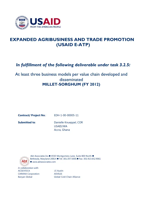 Expanded Agribusiness and Trade Promotion Project: Supermarché 100% Afrique—Commercialisation de Produits Transformés à Base de Céréales au Sénégal