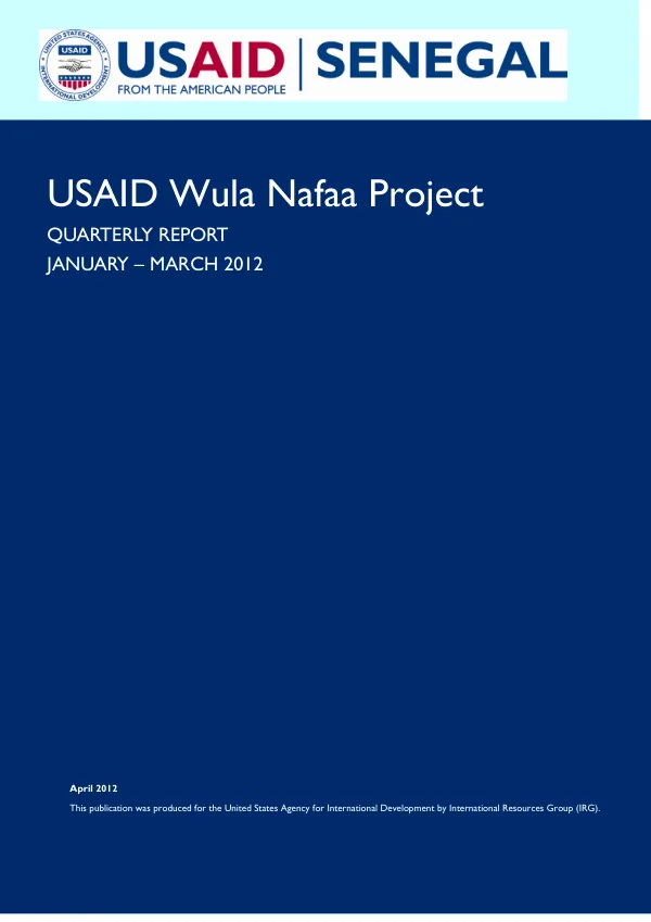 USAID Wula Nafaa Project Quarterly Report January - March 2012