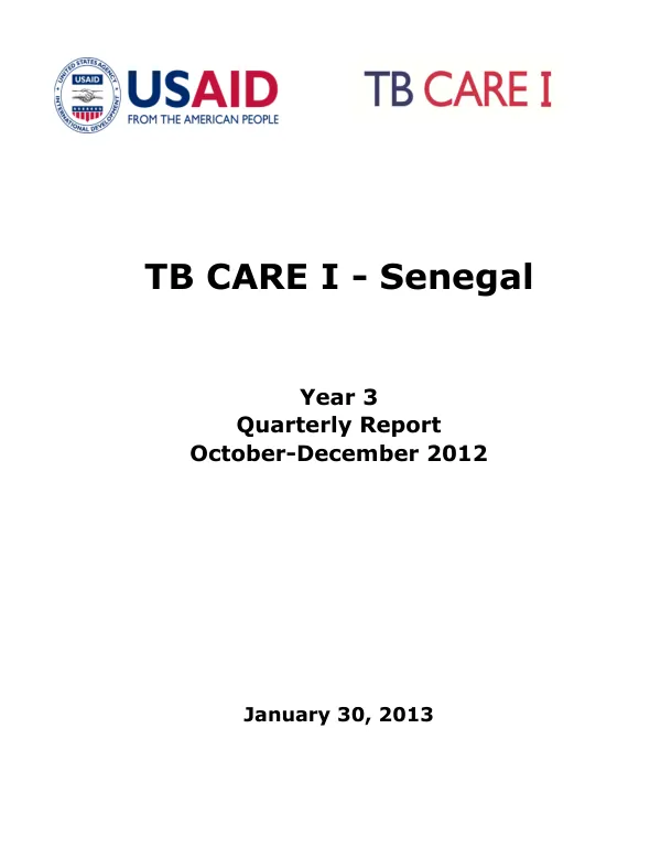 TB CARE I - Senegal Year 3 Quarterly Report October-December 2012