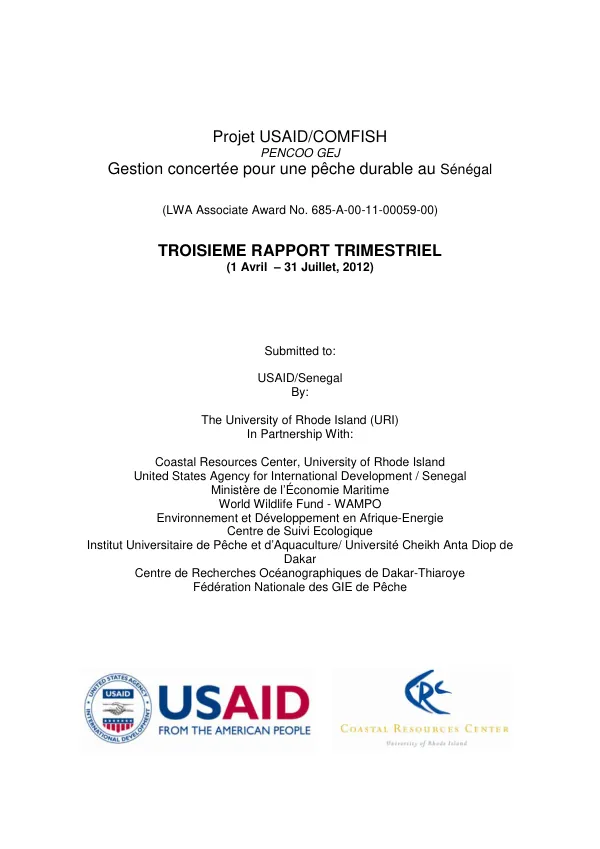 Projet USAID/COMFISH Pencoo GEJ Gestion concertée pour une pêche durable au Sénégal