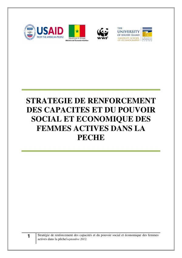 Stratégie de renforcement des capacites et du pouvoir social et economique des femmes actives dans la peche