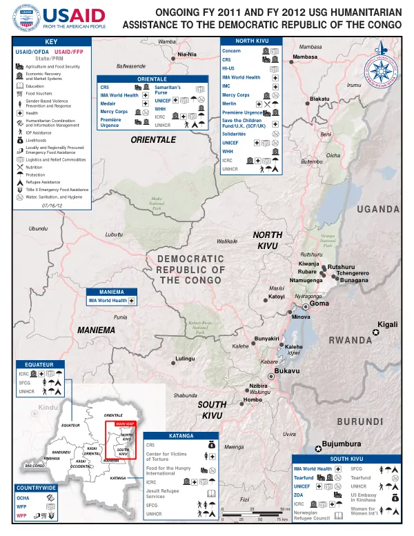 Ongoing FY 2011 and FY 2012 USG Humanitarian Assistance to the Democratic Republic of the Congo