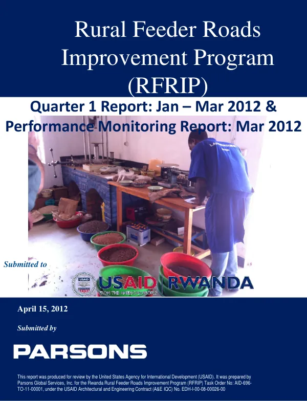 Rural Feeder Roads Improvement Program (RFRIP) Quarter 1 Report: Jan – Mar 2012 & Performance Monitoring Report: Mar 2012