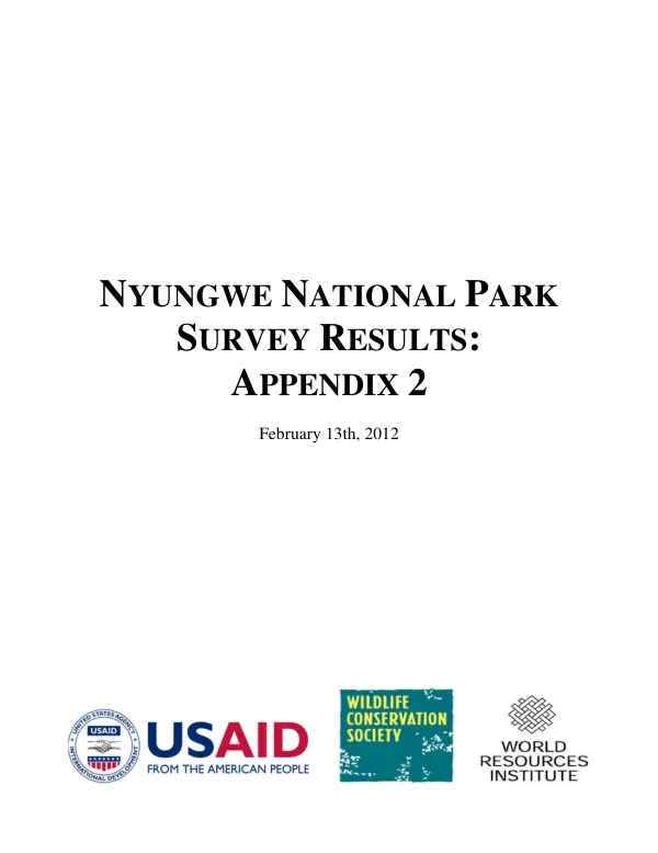 Nyungwe National Park Survey Results: Appendix 2