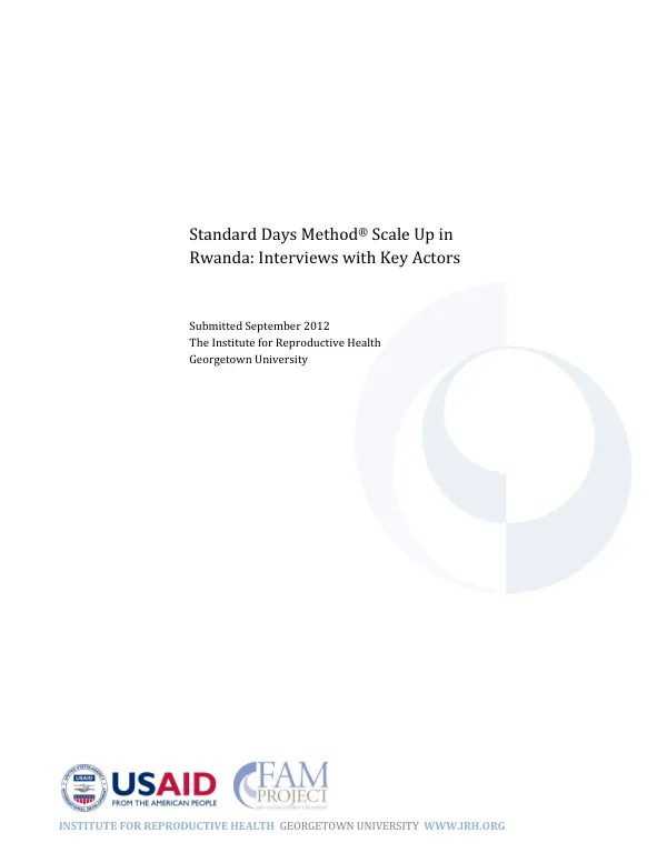 Standard Days Method Scale Up in Rwanda: Interviews with Key Actors