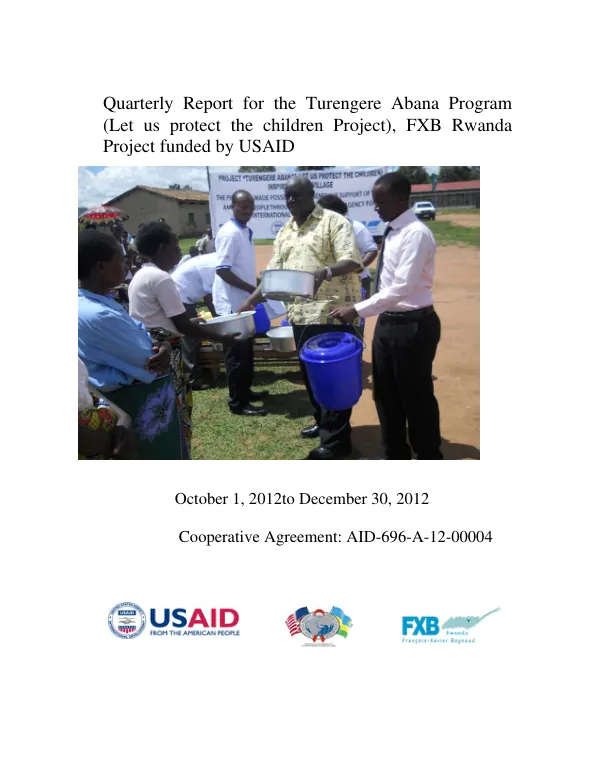 Quarterly Report for the Turengere Abana Program (Let us protect the children Project)