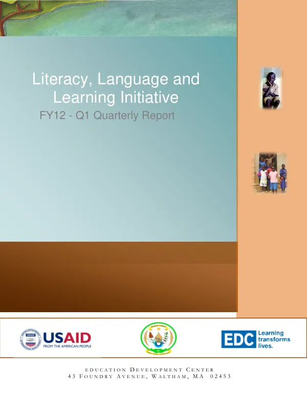 Literacy, Language and Learning Initiative FY12 - Q1 Quarterly Report