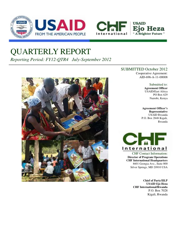 USAID Ejo Heza Quarter 4 Report