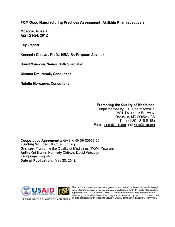 USP DQI TRIP REPORT