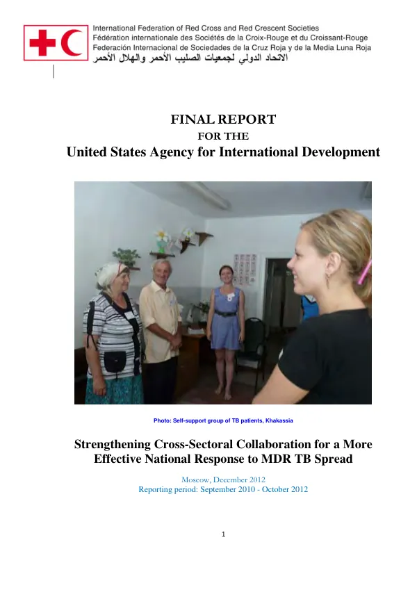 Final Report: Strengthening Cross-Sectoral Collaboration for a More Effective National Response to MDR TB Spread
