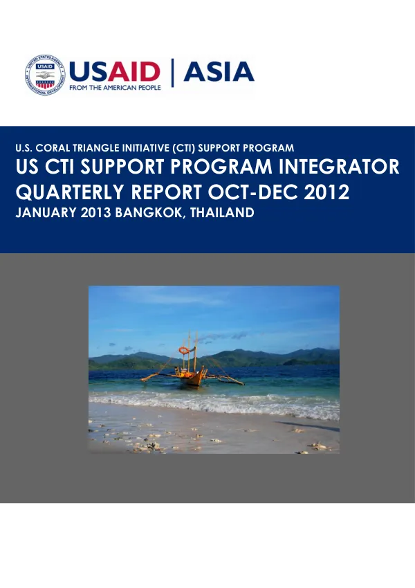 US CTI Support Program Integrator Quarterly Report: Oct – Dec 2012