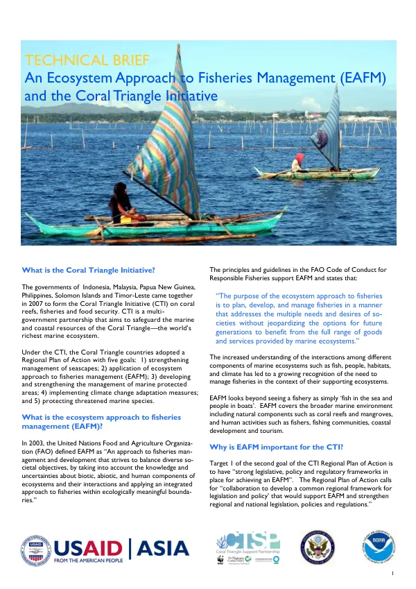 An Ecosystem Approach to Fisheries Management (EAFM) and the Coral Triangle Initiative