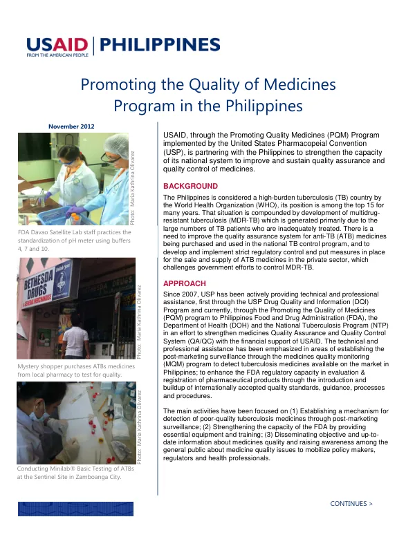 Promoting the Quality of Medicines Program in the Philippines