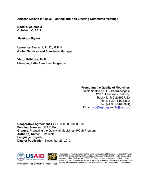 USP DQI TRIP REPORT