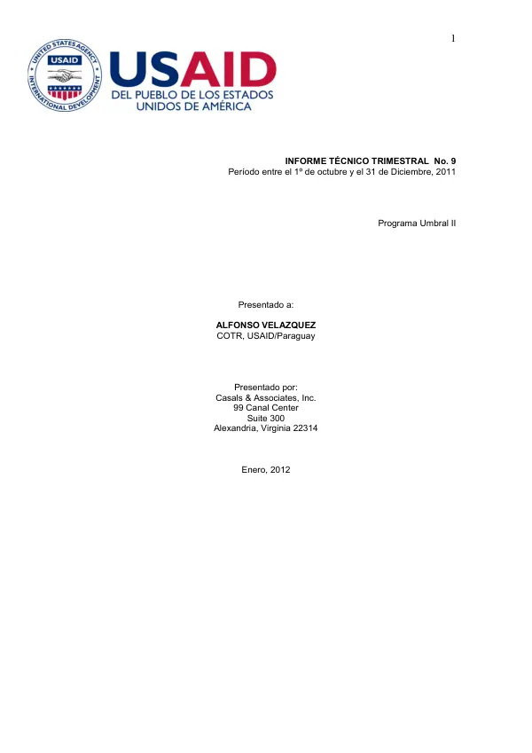 Informe Técnico Trimestral No. 9 del Programa Umbral II