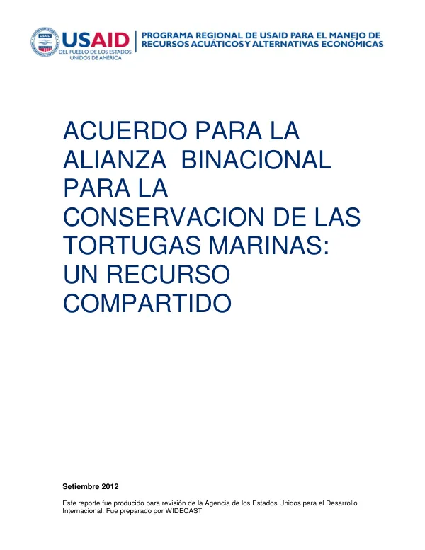 Binational Alliance Agreement for the Conservation of Sea Turtles: A Shared Resource