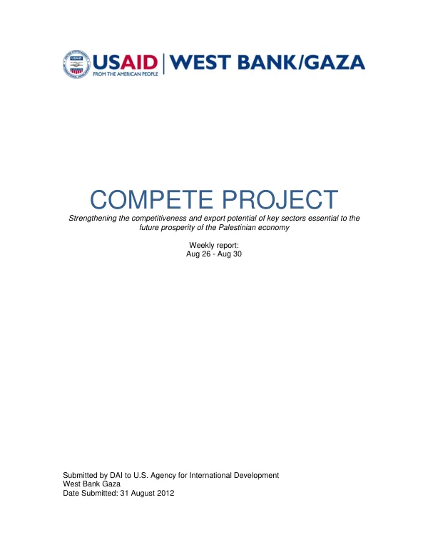 Weekly Progress Report Aug 26-30, 2012