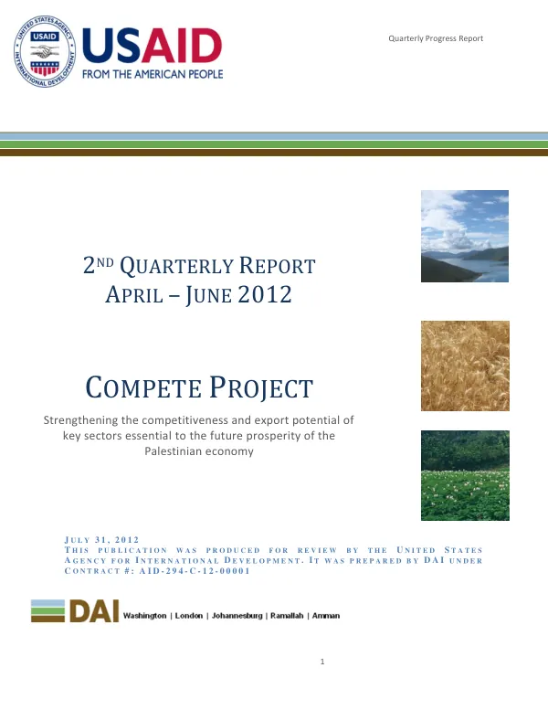Quarterly Progress Report April-June, 2012