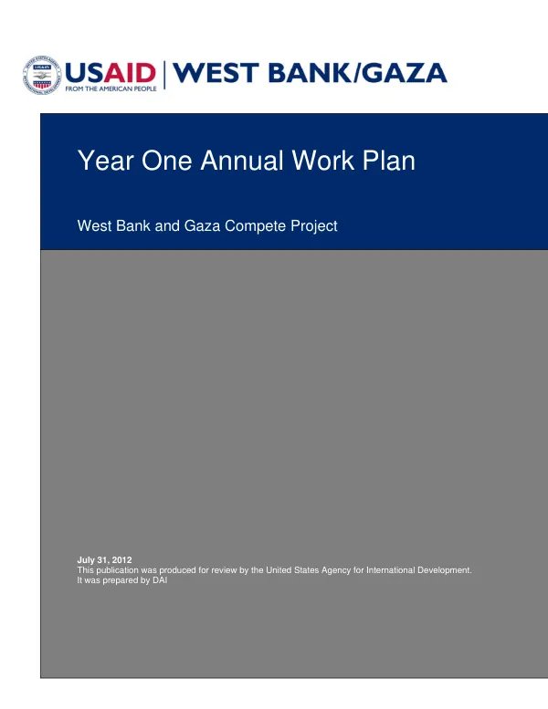 Year One Annual Work Plan for West Bank and Gaza Compete Project