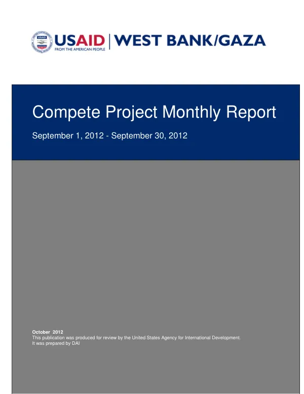 Compete Project Monthly Report, September 2012