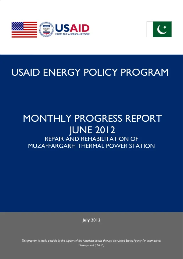 Monthly Progress Report June 2012: Repair and Rehabilitation of Muzaffargarh Thermal Power Station