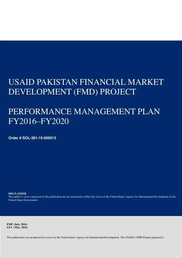 USAID Firms Project Performance Monitoring Plan