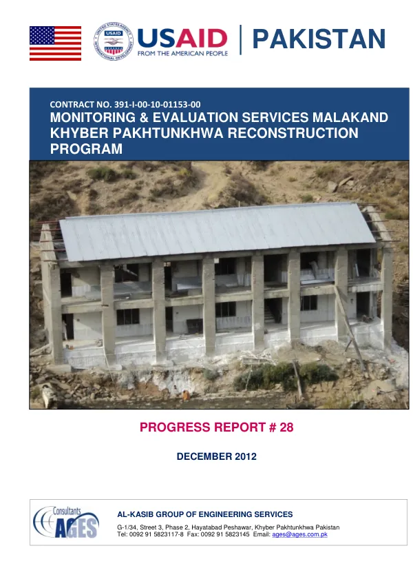 Progress Report # 28: Monitoring & Evaluation Services Malakand: Khyber Pakhtunkhwa Reconstruction Program