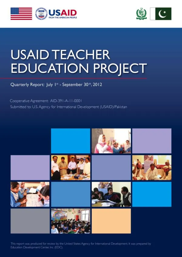 USAID Teacher Education Project – Quarterly Progress Report (July-Sept, 12)