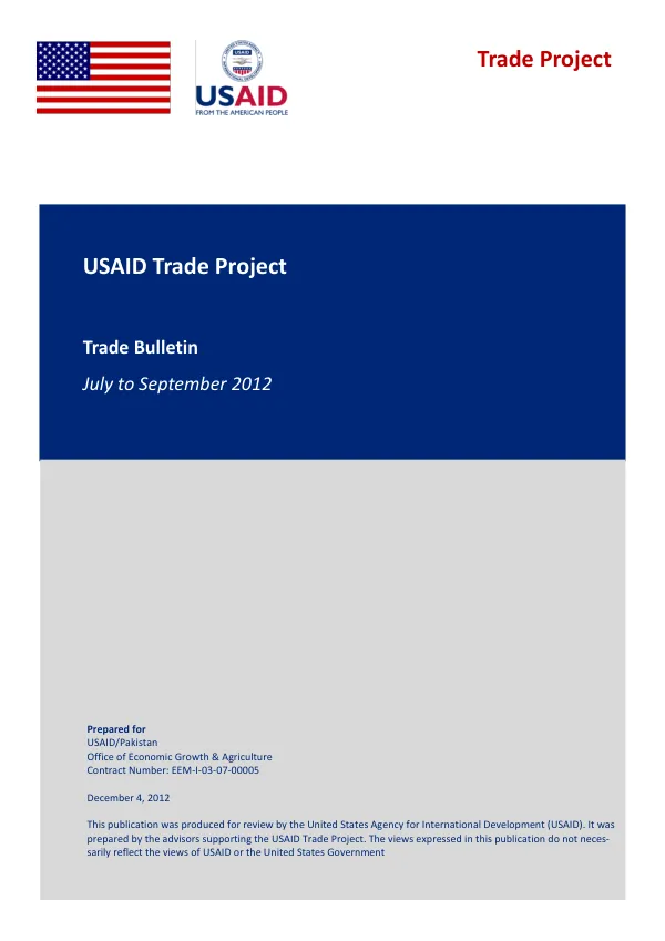 Trade Bulletin: July to September 2012