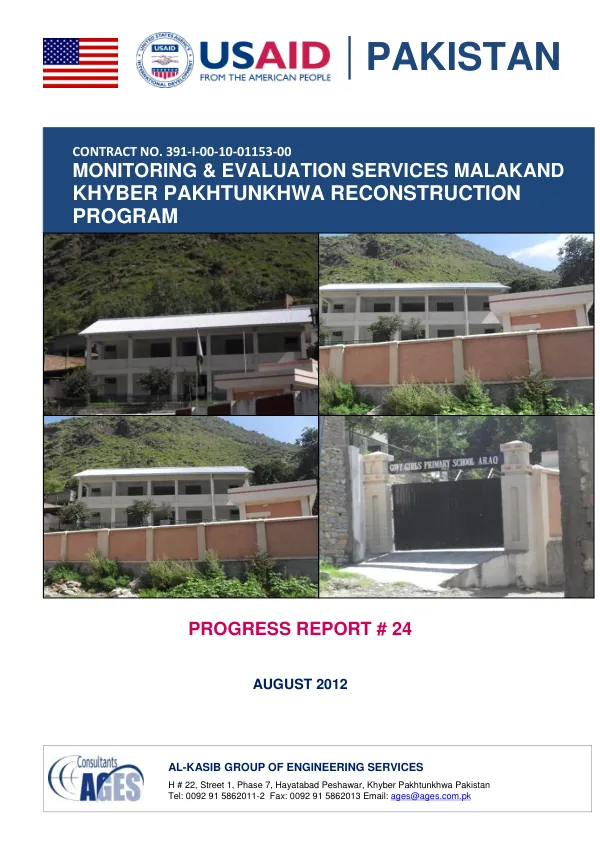 Progress Report # 24: Monitoring & Evaluation Services Malakand: Khyber Pakhtunkhwa Reconstruction Program